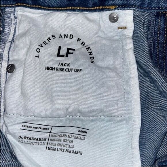 Lovers + Friends NWT Jack High Rise Distressed Denim Shorts Fairfax Blue Size 29 - Picture 7 of 8